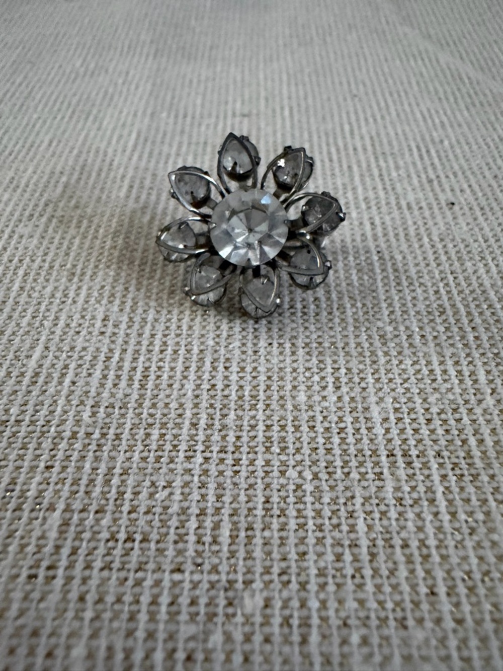 Crystal Flower Brooch - Silver Clear Rhinestone Pin